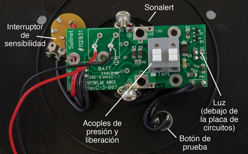 Parte posterior de la placa frontal del medidor de nivel de agua totalmente ensamblada