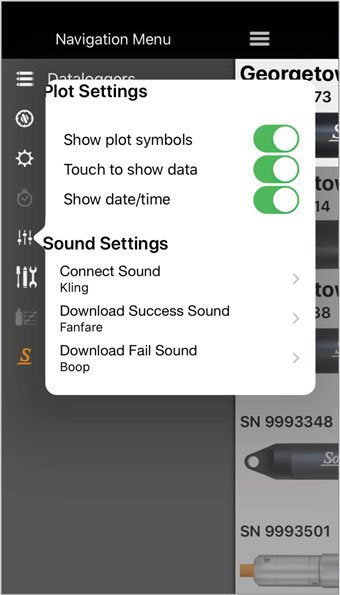 configuración predeterminada del usuario de la aplicación solinst levelogger para ios