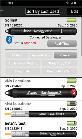 descarga de datos del levelogger con la aplicación solinst levelogger de android