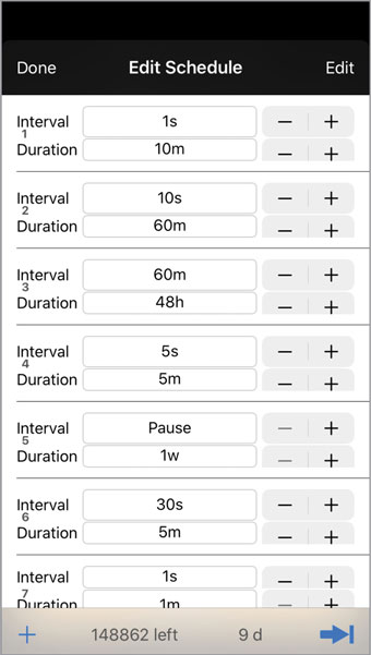 edición del programa de muestreo del registrador de datos del nivel del agua utilizando la aplicación solinst levelogger 5 ios