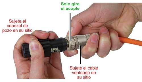 apriete el acoplamiento de acero inoxidable mientras sujeta el cuerpo del conector del cable de acero inoxidable aún