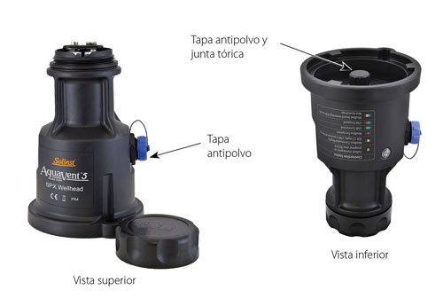 o-ring del cabezal de pozo y tapa anti-polvo en la conexión del cable venteado