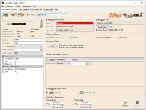 ficha configuraciones del datalogger