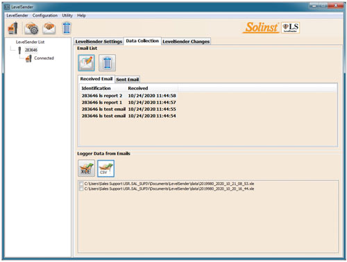 ficha levelsender data collection (recolección de datos del levelsender) para visualizar correos electrónicos y datos