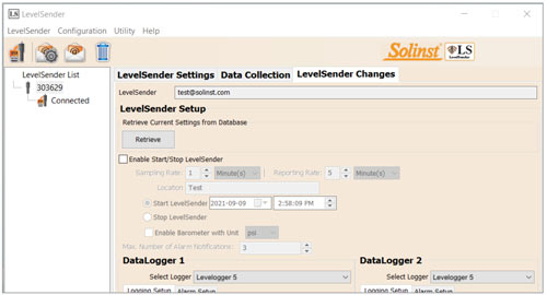 ficha levelsender changes (cambios del levelsender) para realizar actualizaciones de la estación remota