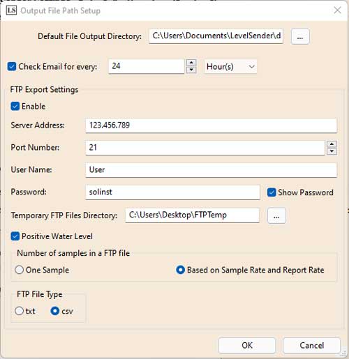 figura 5-8 configuración de exportación ftp