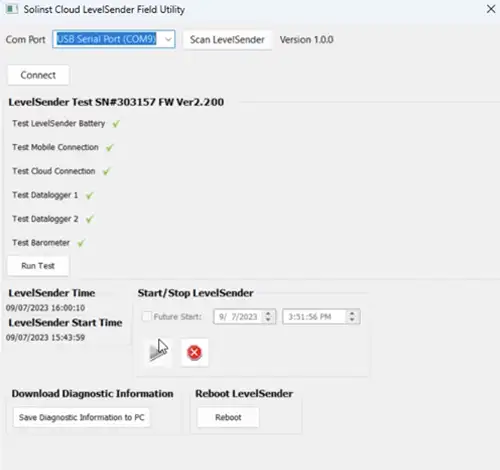 utilidad de campo solinst cloud levelsender