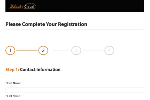 registro en la nube de solinst paso 1 información de contacto