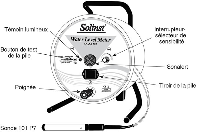 solinst model 101 p7 water level meter vue de face