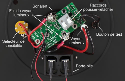 arrière de la plaque frontale d'une sonde mk2 102 montrant les connexions de câblage et l'emplacement des composants