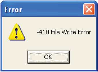 figure 5-4 message d'erreur d'écriture de fichier