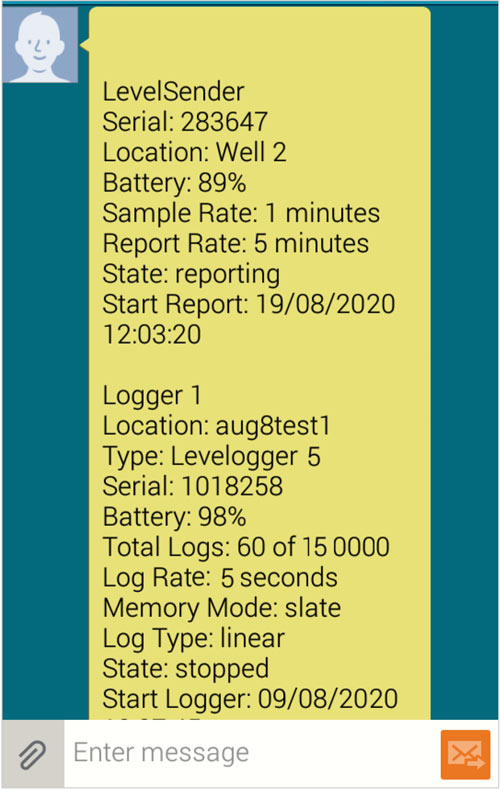 recevoir un sms de solinst levelsender