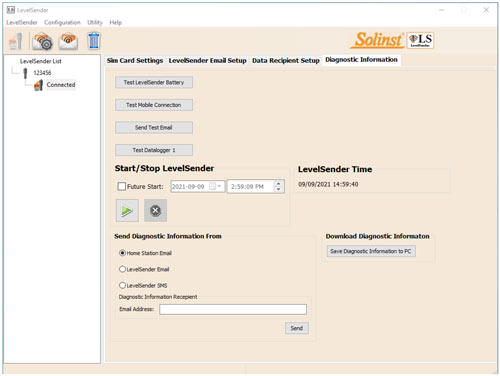 informations de diagnostic solinst levelsender