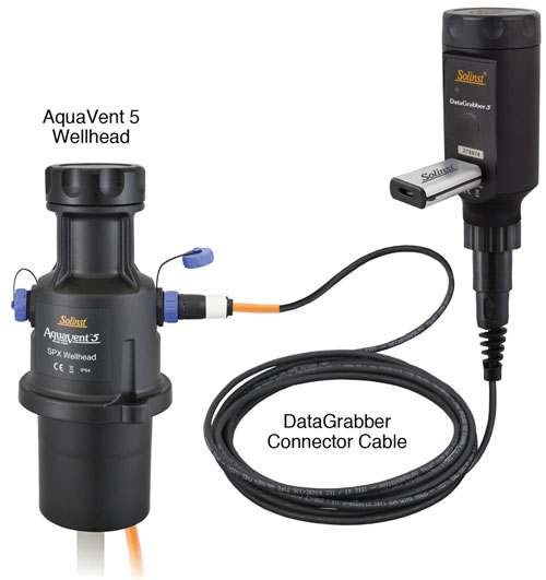 solinst aquavent 5 connected to datagrabber 5 data transfer unit