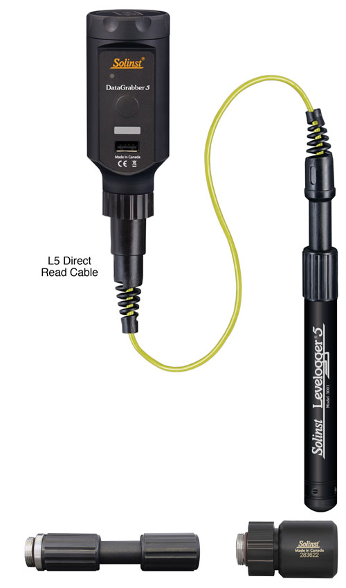 solinst datagrabber connected to levelogger 5 by direct read communications cable