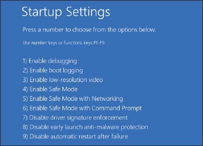 figure 5-28 windows 10 startup settings