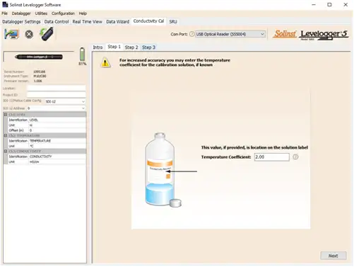 figure 6-3 ltc levelogger calibration wizard step 1