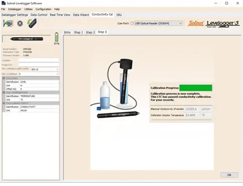 figure 6-6 ltc levelogger calibration successful