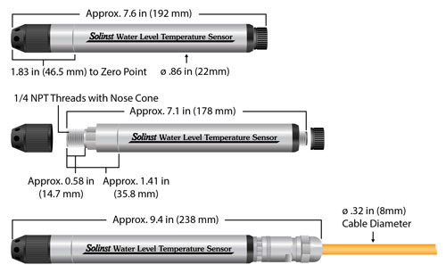 solinst water level temperature sensor dimensions