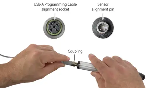 connecting 301 water level temperature sensor to usb-a programming cable