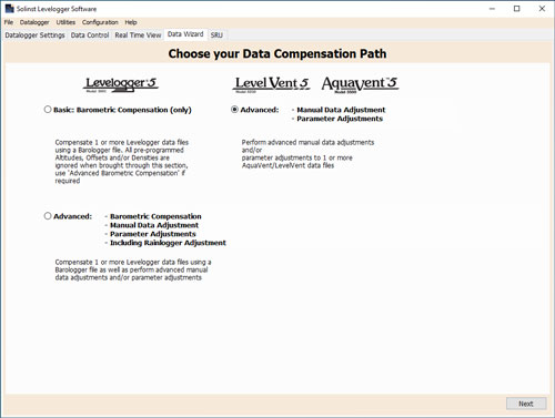 solinst levelogger software data wizard window