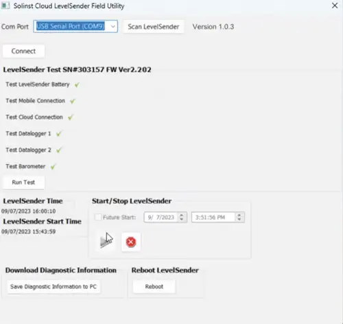 solinst cloud levelsender field utility