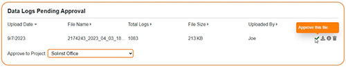 figure 3-5 solinst cloud dashboard – data logs pending approval