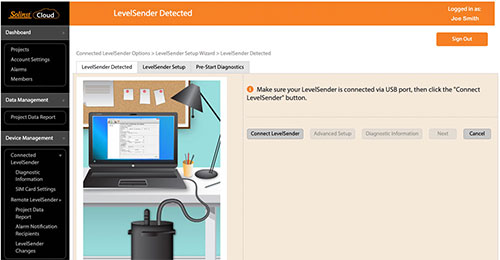 figure 5-2 connecting a levelsender to solinst cloud
