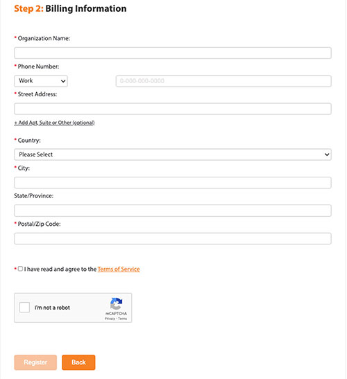 figure 2-3 registration – billing information