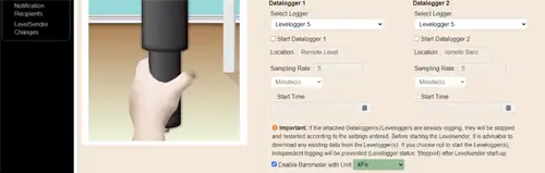 figure 5-6 levelsender datalogger settings