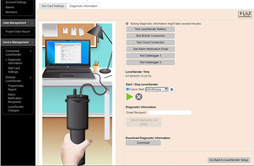 figure 7-1 levelsender diagnostic information