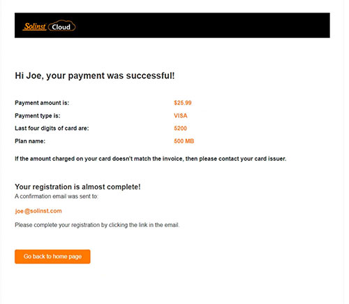 figure 2-7 registration – payment successful