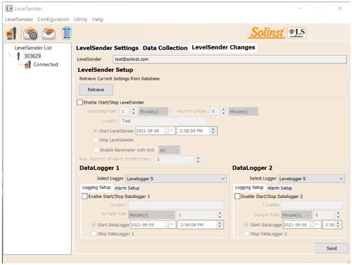 solinst levelsender changes tab