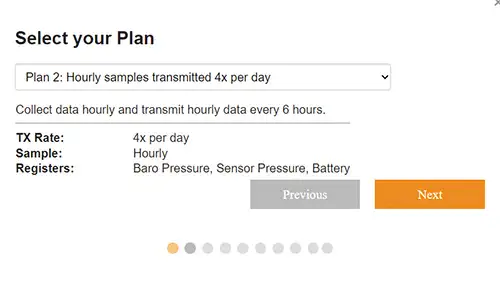 solinst solsat 5 satellite telemetry system step 2 plan selection