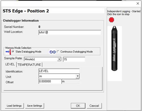 solinst sts datalogger information window