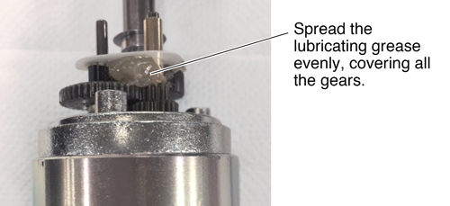 If there is insufficient grease or you have cleaned the gears apply a small amount of new lubricating grease to the solinst peristaltic pump motor