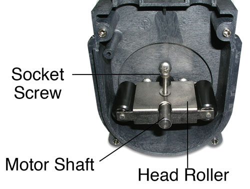 solinst model 410 peristatlic pump mk3 pump head without cover showing rollers and motor shaft