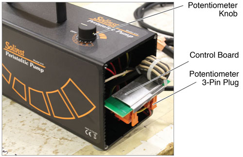 solinst mk4 peristaltic pump control board showing potentiometer connection