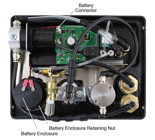 solinst model 464 electronic pump control unit 250 psi panel back end view showing how components are connected