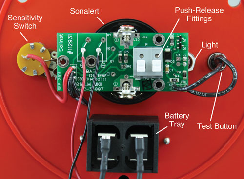 back of fully assembled solinst water level meter faceplate