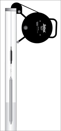 solinst tag line diagram showing how to measure well depths during monitoring well constructions